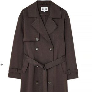 NWOT NA-KD Dark Brown Trench Coat
